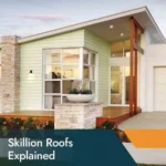 Modern home featuring a sleek skillion roof with a single-sloped design.