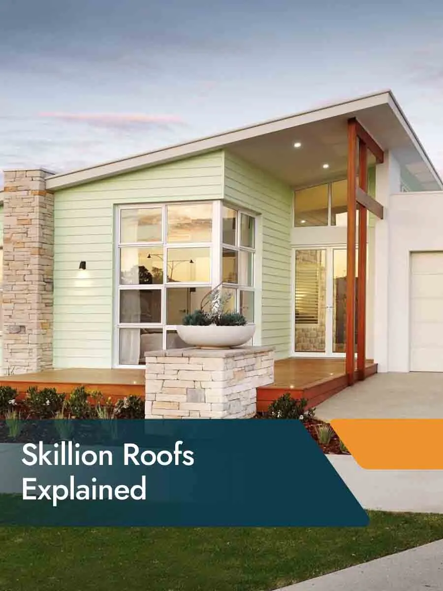 Modern home featuring a sleek skillion roof with a single-sloped design.