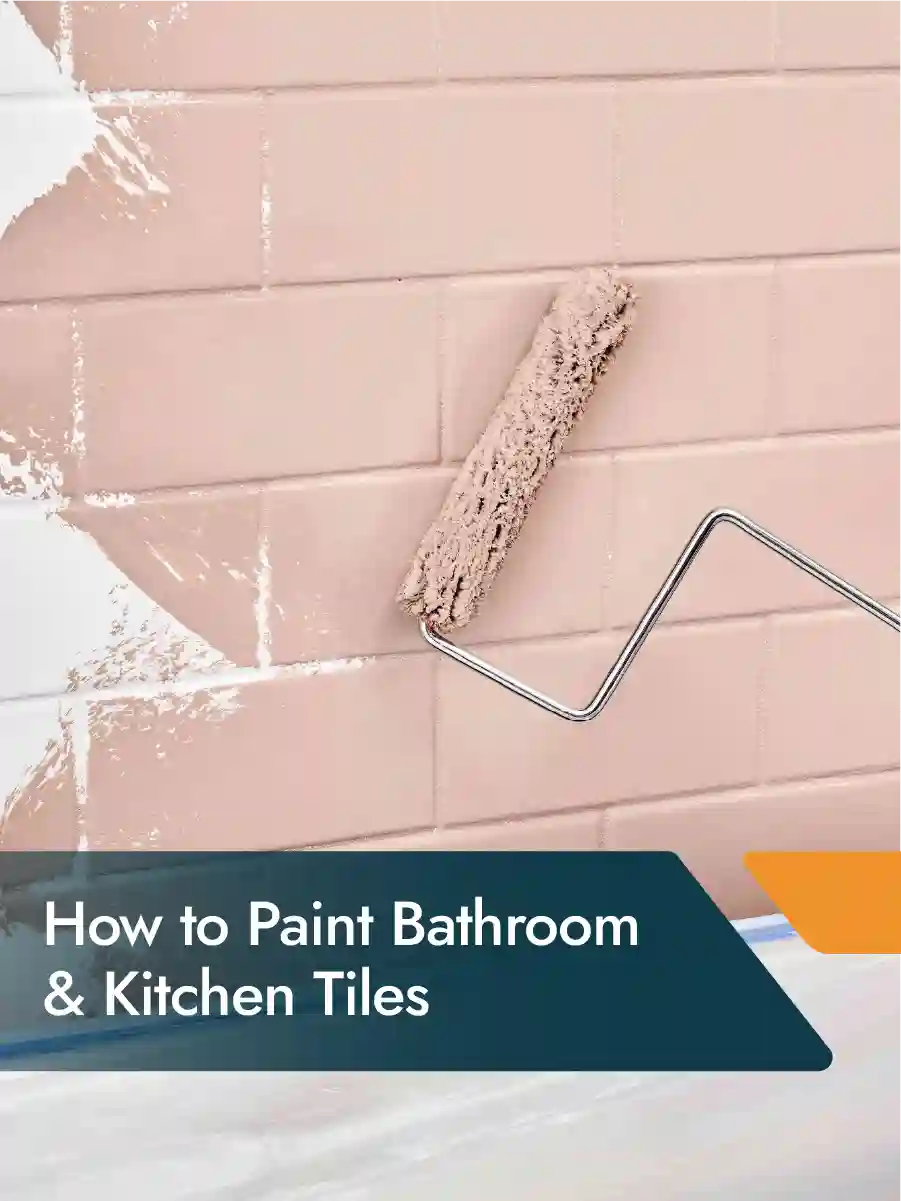 Tile paint applied to bathroom wall tiles for a fresh finish