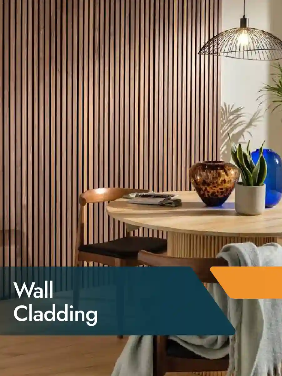 Modern wall cladding installed on interior feature wall